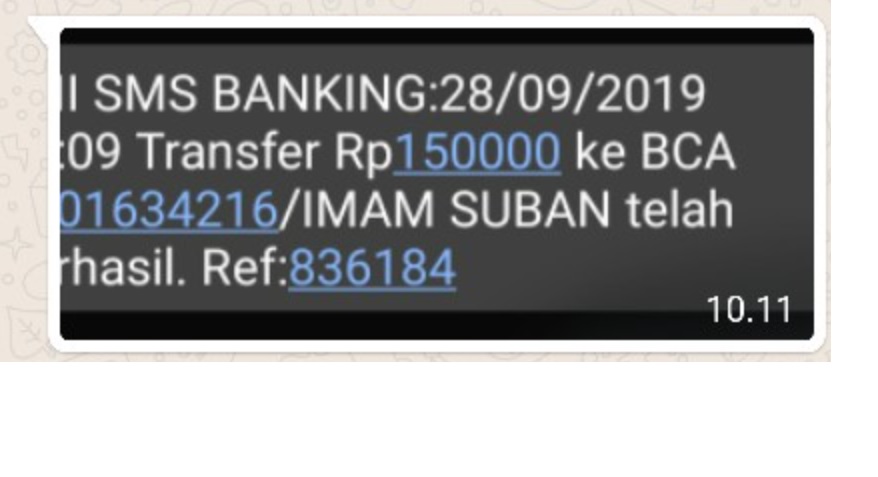 Bukti Transfer SMS Banking BCA