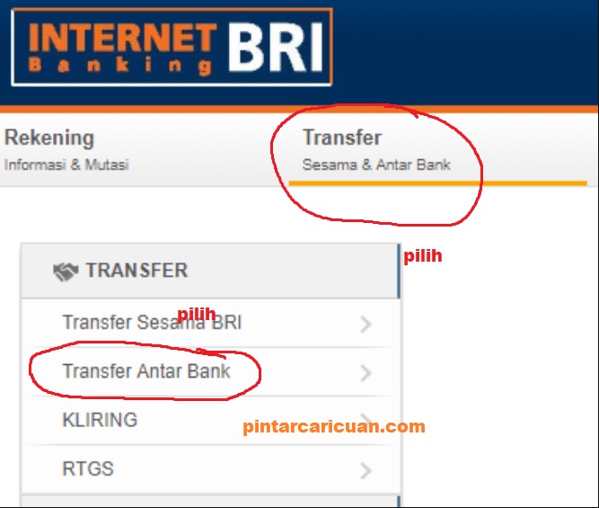Cara Transfer BRI ke BCA lewat Internet Banking